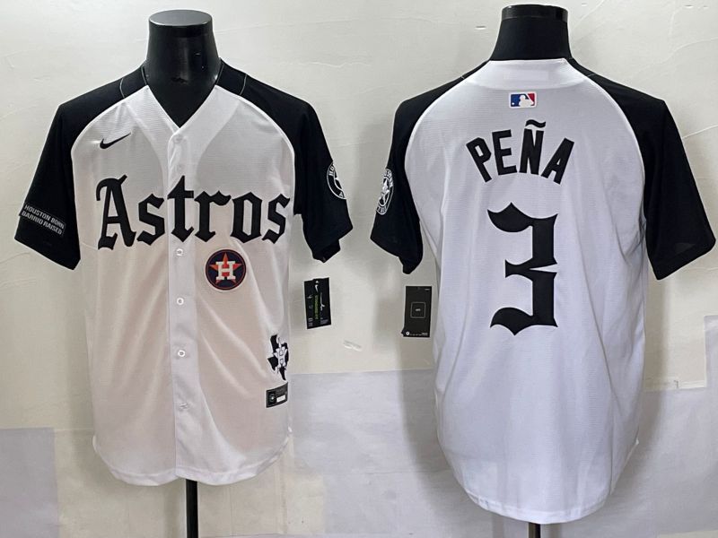 Men 2025 Houston Astros 3 Pena white black Five generations Joint Name Nike MLB Jersey style 13